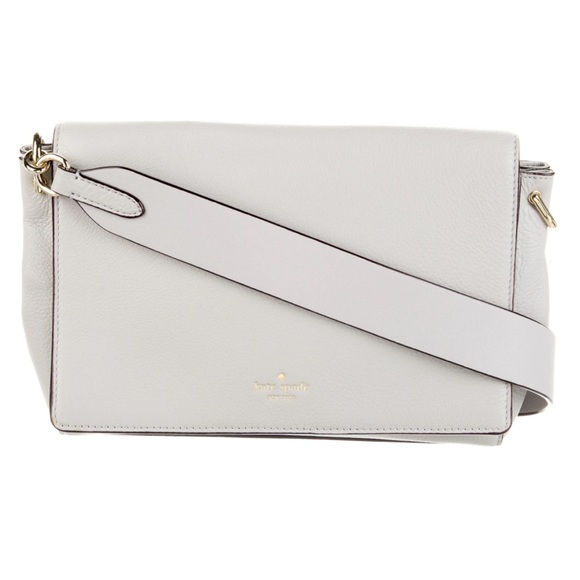 KATE SPADE Light Grey Pebbled Leather Medium Shoulder Bag with Silver Hardware - Picture 14 of 14